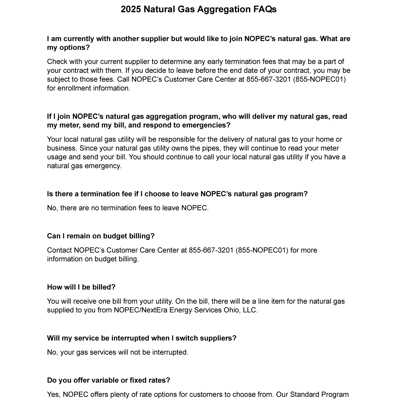 Natural Gas Aggregation FAQs